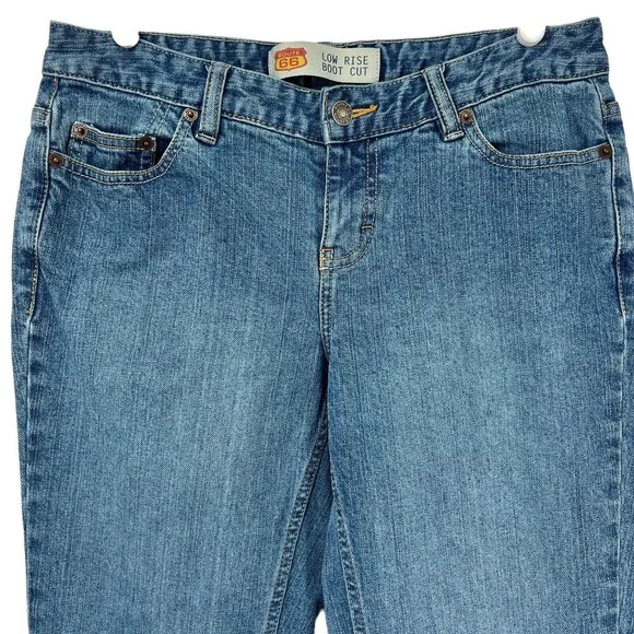 ROUTE 66 Women's Low Rise Boot Cut Blue Denim Jeans Size 6 Average (W29"xL31") - Picture 3 of 11